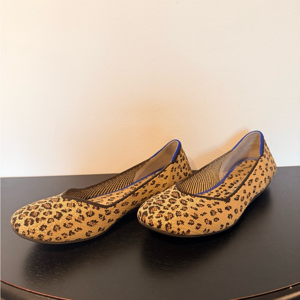 Rothy's Tan and Black Leopard Flats